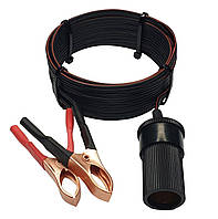 3 Метри. 12 Вольт. Подовжувач автомобільного прикуривача, с крокодилами