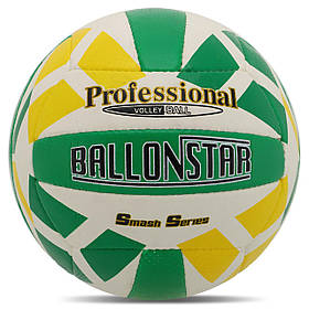 М'яч волейбольний BALLONSTAR VB-5064 No5 PU зелений-білий жовтий