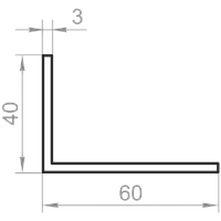 Куточок алюмінієвий різнобічний 60x40x3 без покриття