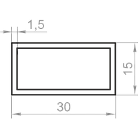 Алюминиевая труба прямоугольная 30x15x1,5 без покрытия