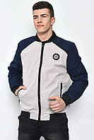 Куртка мужская демисезонная на меху сине-бежевого цвета 169383S