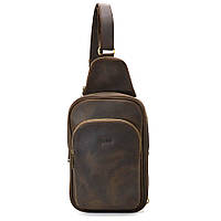 Люксовый слинг, кожаный рюкзак на одно плечо TARWA RC-0105-4lx