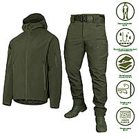 Мужской костюм Куртка + Брюки SoftShell на флисе / Демисезонный Комплект Stalker 2.0 олива размер S