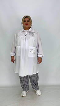 Жіноча вільна  сорочка " Лоренс" з кишенями  62-64; 66-68; 70-72: 74-76