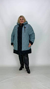 Куртка жіноча  зимова подовжена  стьобана "Еріка" блакитна   70-72,
