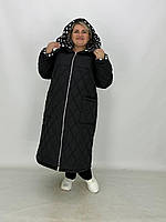 Удлинённое стеганное пальто "Горох" на змейке осень/зима Размеры 74-76