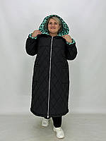 Удлинённое стеганное пальто "Горох" на змейке осень/зима Размеры 70-72 74-76