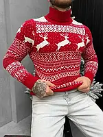 Новогодний вязаный свитер deer red/white