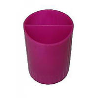 Підставка для ручок кругла пластик, малинова