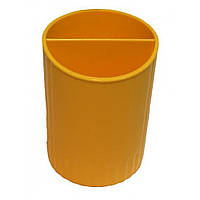 Подставка для ручек круглая пластик, желтая
