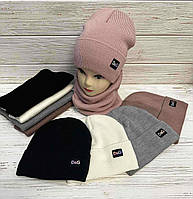 Комплект шапка и снуд женский флис "Дольче Габана" размер универсальный (от 5 комплектов)