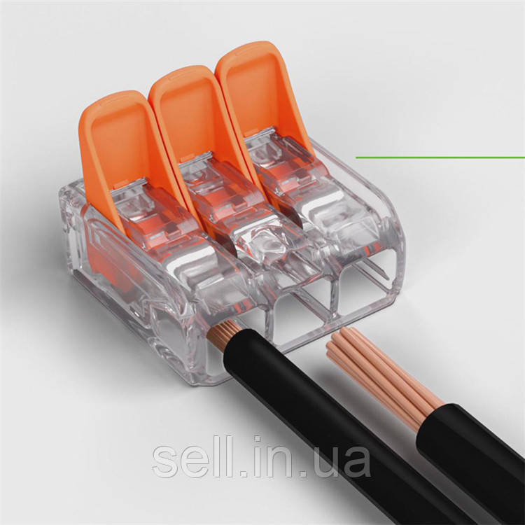 Універсальна Клема швидкого монтажу Wago Клема 3-контакту, фото 1