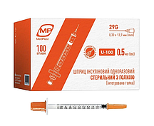 Шприц інсуліновий MedPlast, 0.5 мл U-100 29G 0.33 х 12.7 №100