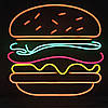 Неонова вивіска Бургер 390х430мм різнокольорова з димером і блоком живлення, фото 2