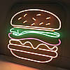 Неонова вивіска Бургер 390х430мм різнокольорова з димером і блоком живлення, фото 6