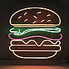 Неонова вивіска Бургер 390х430мм різнокольорова з димером і блоком живлення, фото 7