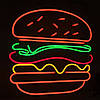 Неонова вивіска Бургер 390х430мм різнокольорова з димером і блоком живлення, фото 5