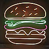 Неонова вивіска Бургер 390х430мм різнокольорова з димером і блоком живлення, фото 4