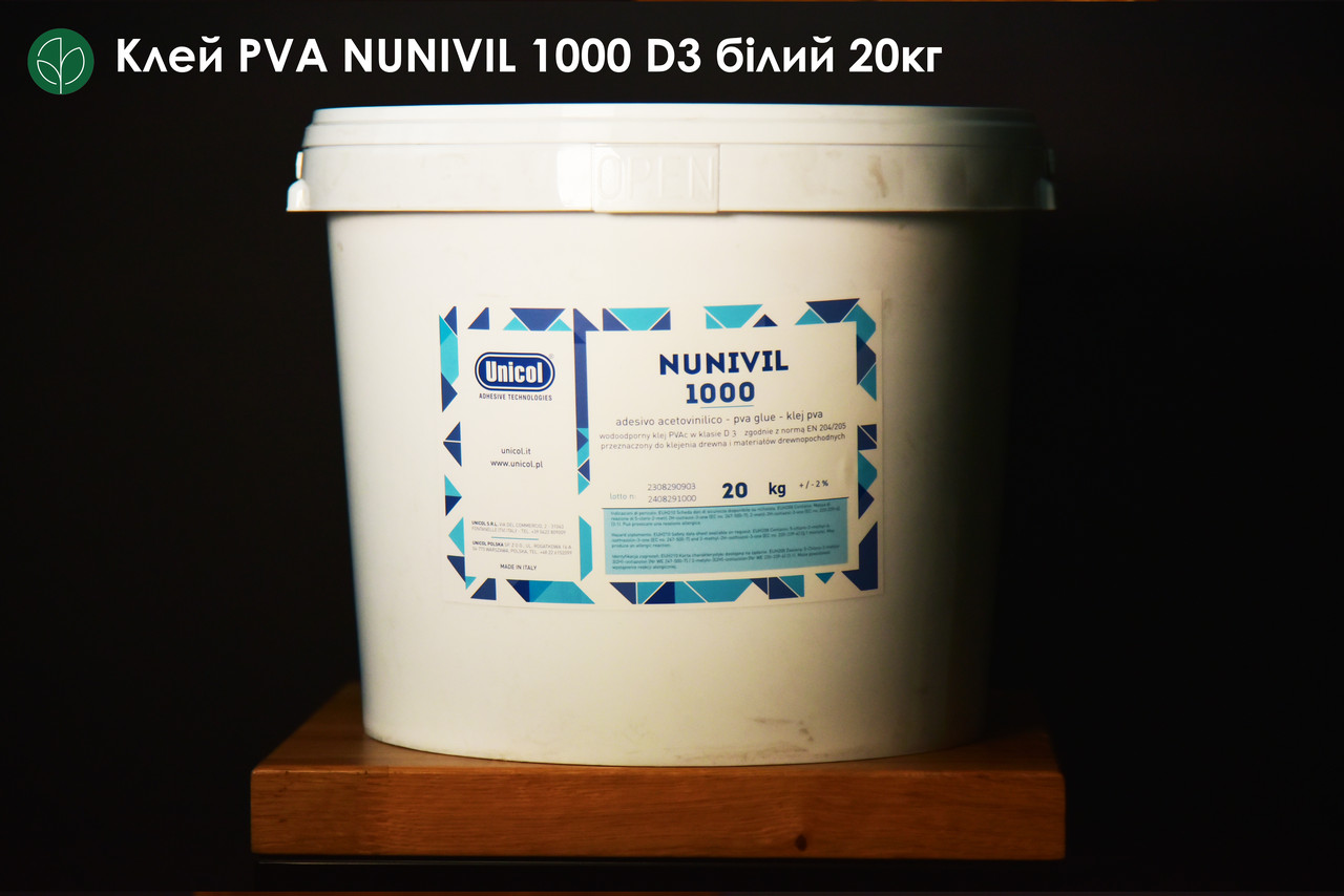 Клей Unicol PVA NUNIVIL 1000 D3 білий 20кг