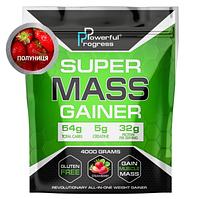 Високобілковий гейнер для набору маси Powerful Progress Mass Gainer 4 кг зі смаком полуниці