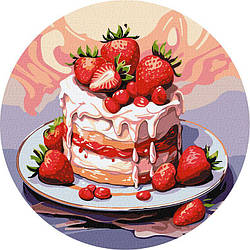 Картина за номерами Ідейка Полуничний торт ©art_selena_ua (KHO-R1031) 39 см (Без коробки)