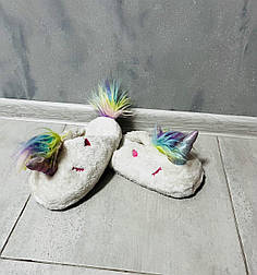 Хатні капці єдинороги білі для кігурумі без задників (р. 35-39) krd0203