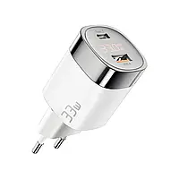 Сетевое зарядное устройство Essager 33W GaN III USB + Type-C PD QC3.0 з дисплеем White