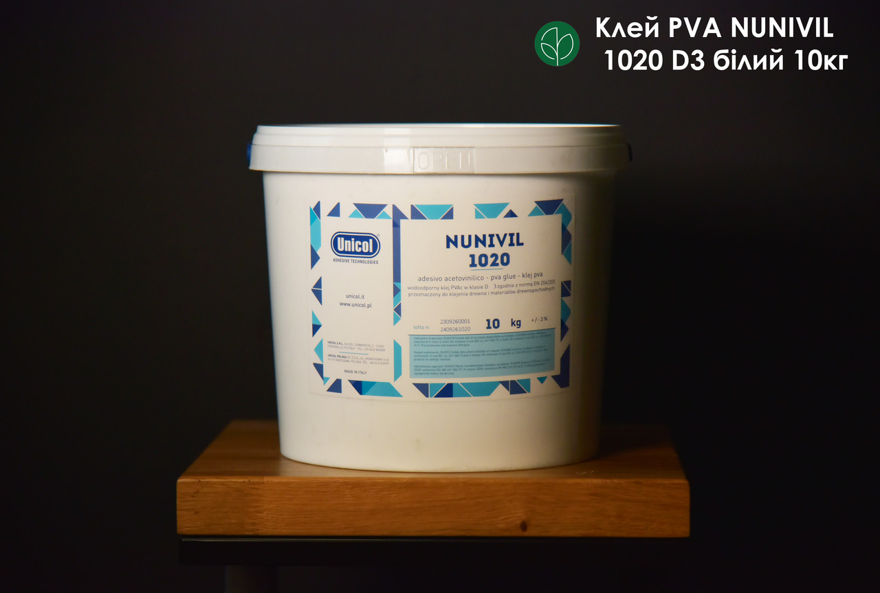 Клей Unicol PVA NUNIVIL 1020 D3 білий 10кг
