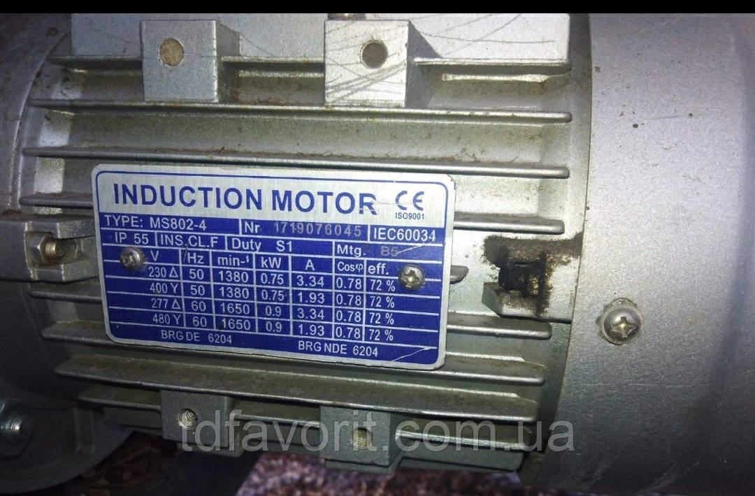 Електродвигун TOP MOTORS MS 802-4 0.750KW B5 230/400V 50HZ