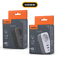 Мережевий адаптер VIDEX ONCORD з/з 1п 2.4A 2USB+USB-C White/Black