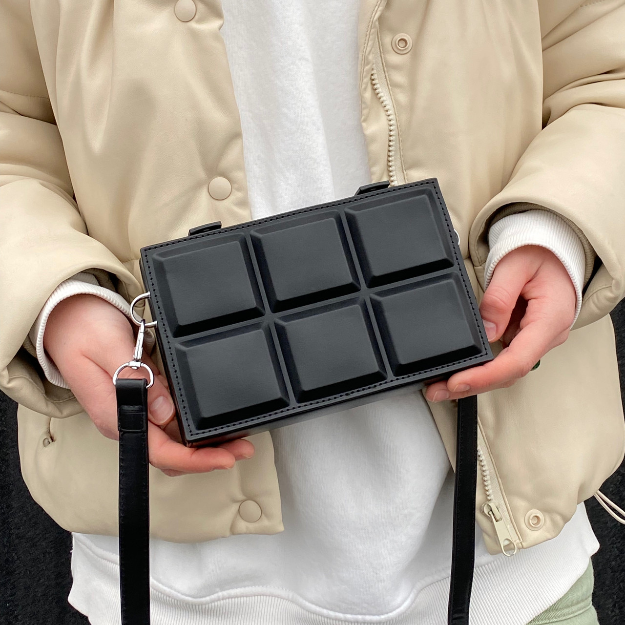 Сумка крос-боді прямокутна FILWHITE BAG чорна, фото 1