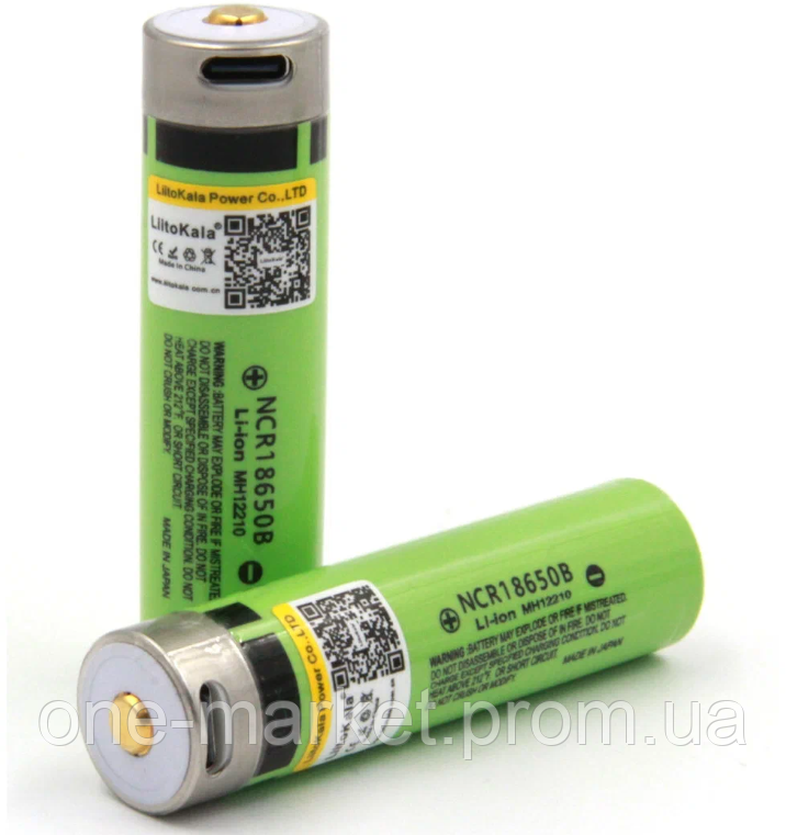 Аккумулятор Liitokala NCR18650B 3400 mAh Li-ion 3.7В с зарядкой от Type-C функция PowerBank - фото 1 - id-p2045730078