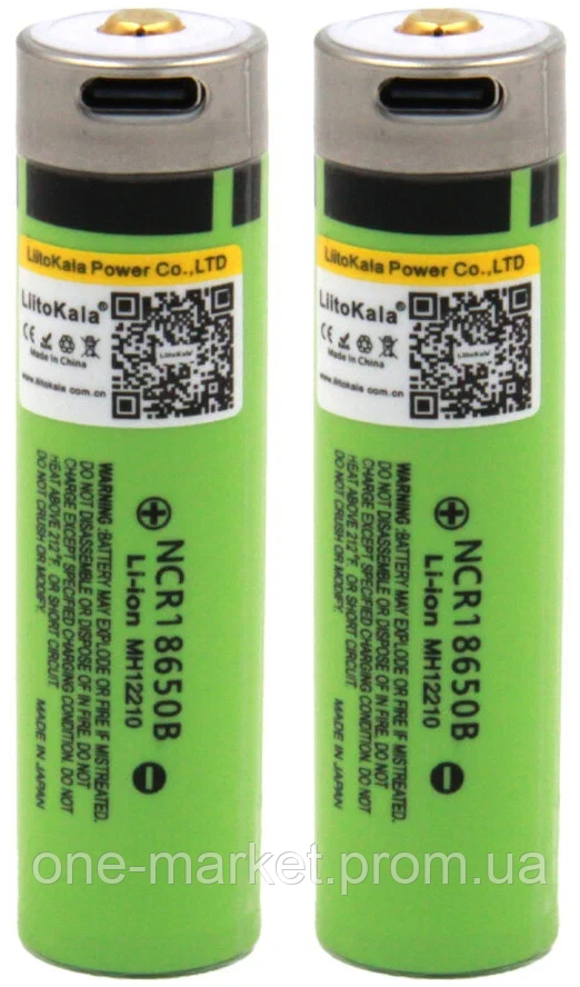 Аккумулятор Liitokala NCR18650B 3400 mAh Li-ion 3.7В с зарядкой от Type-C функция PowerBank - фото 3 - id-p2045730078