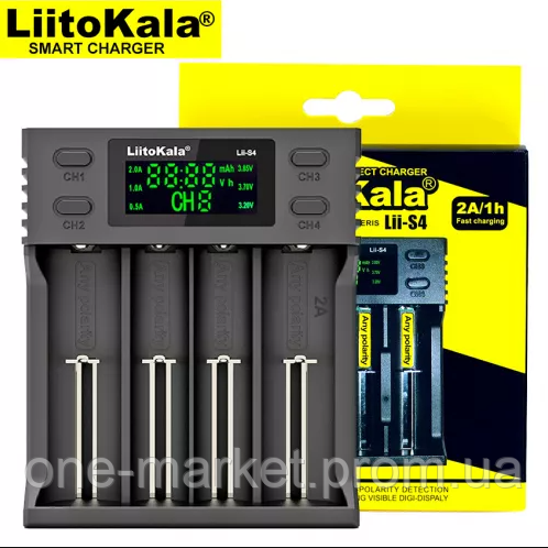 Зарядное устройство LiitoKala Lii-S4 для АА, ААА, 18650, 16340, 21700 C дисплеем - фото 1 - id-p2045730081