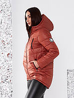 Зимова жіноча куртка-парка, є Батал. Колір теракот.