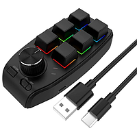 Программируемая клавиатура BauTech на 6 клавиш с регулятором и RGB подсветкой чёрная