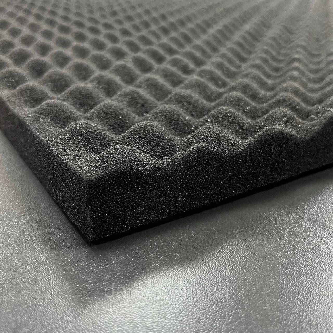 Акустичний поролон 20 мм чорний, лист 48х48 см, фото 1