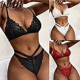 Жіночий комплект нижньої білизни трусики та ліфчик чорного кольору, фото 6