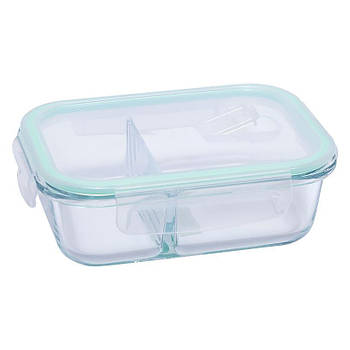 Прямокутний скляний посуд для зберігання продуктів 1 шт на 650 мл з 2 секціями JC-650ML в упаковці 1 шт