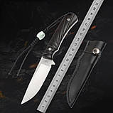 Прямий ніж із чорного сандалового дерева, ніж для фруктів із чохлом із натуральної шкіри, фото 9