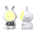 Дитячий годинник з будильником та USB, Кролик Rabbit clock, Білий / Настільний годинник-нічник / Дитячий будильник, фото 6