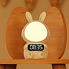 Дитячий годинник з будильником та USB, Кролик Rabbit clock, Білий / Настільний годинник-нічник / Дитячий будильник, фото 3