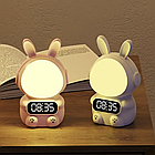 Дитячий годинник з будильником та USB, Кролик Rabbit clock, Білий / Настільний годинник-нічник / Дитячий будильник, фото 9
