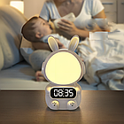 Дитячий годинник з будильником та USB, Кролик Rabbit clock, Білий / Настільний годинник-нічник / Дитячий будильник, фото 4