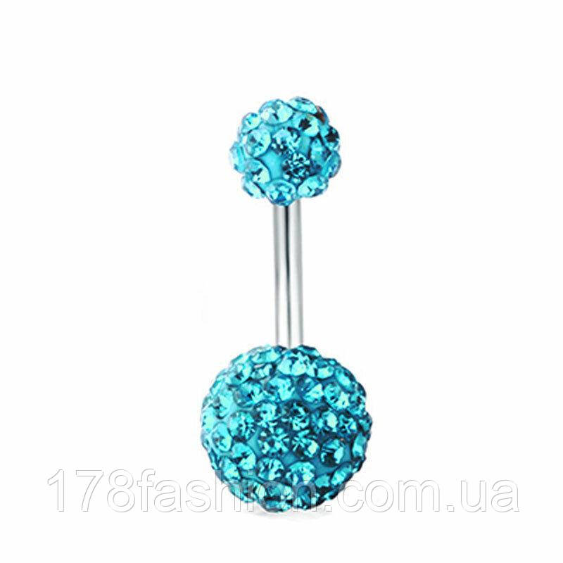 Сережка-банан для пірсингу пупка Шамбала Maxi, бірюзове каміння, фото 1
