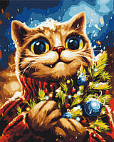 Картина по номерам Новогодний котик © Марианна Пащук Размер 40х50 см