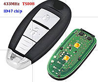 Ключ Suzuki smart key 3 кнопки, 434 Mhz, с чипом id52 HT3,