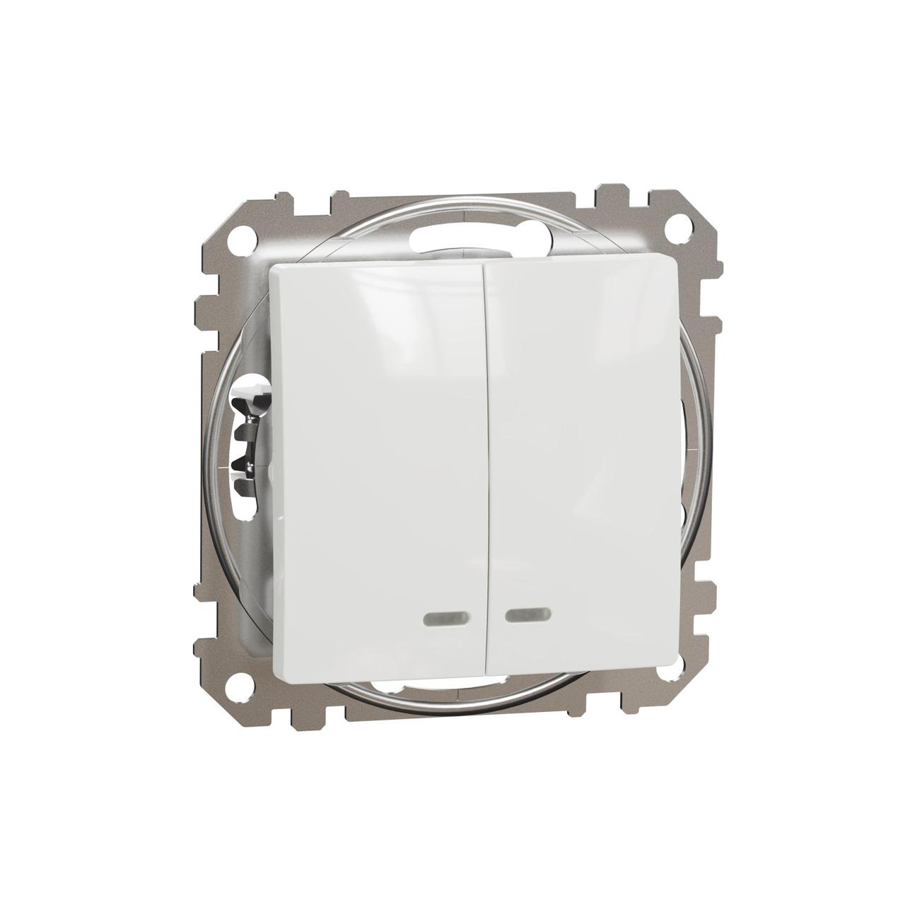 Вимикач з підсвіткою двоклавішний Schneider Electric Sedna Design (колір - білий)