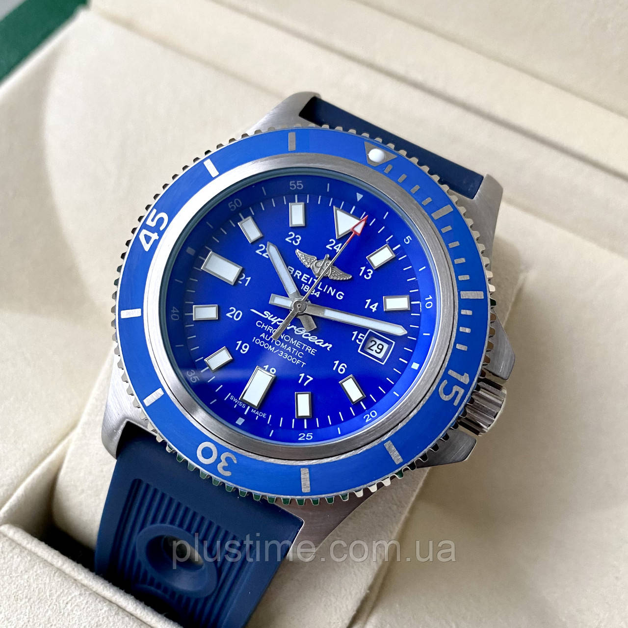 Breitling Chronomat Blue ААА чоловічий наручний годинник із хронографом на шкіряному ремінці та календарем