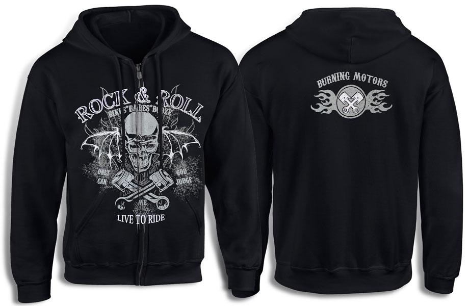 Толстовка на змійці ROCK & ROLL Bikes, Babes, Booze
